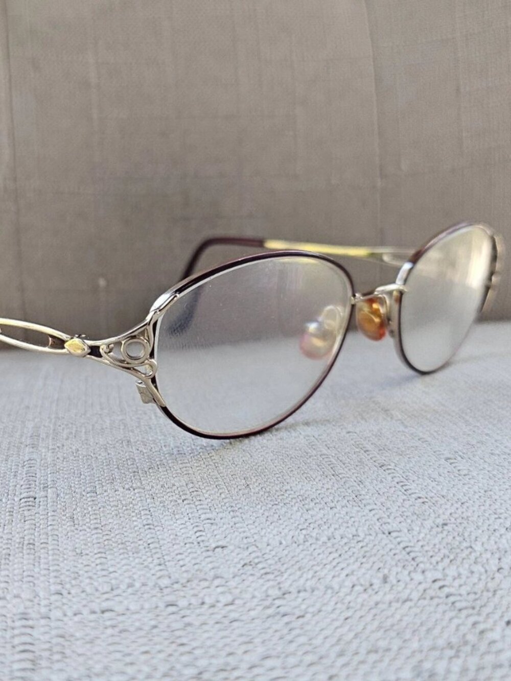 Vintage Marchon Ladies Eyeglasses Frame Gold Tone Eyewear Glasses Frame only
